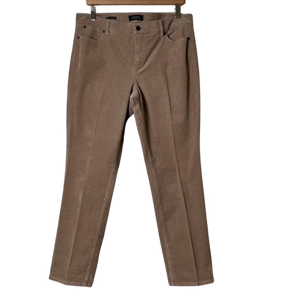 Talbots Women Petite Tan Corduroy Pants Flawless 5 Pocket Straight Fit Size 14P